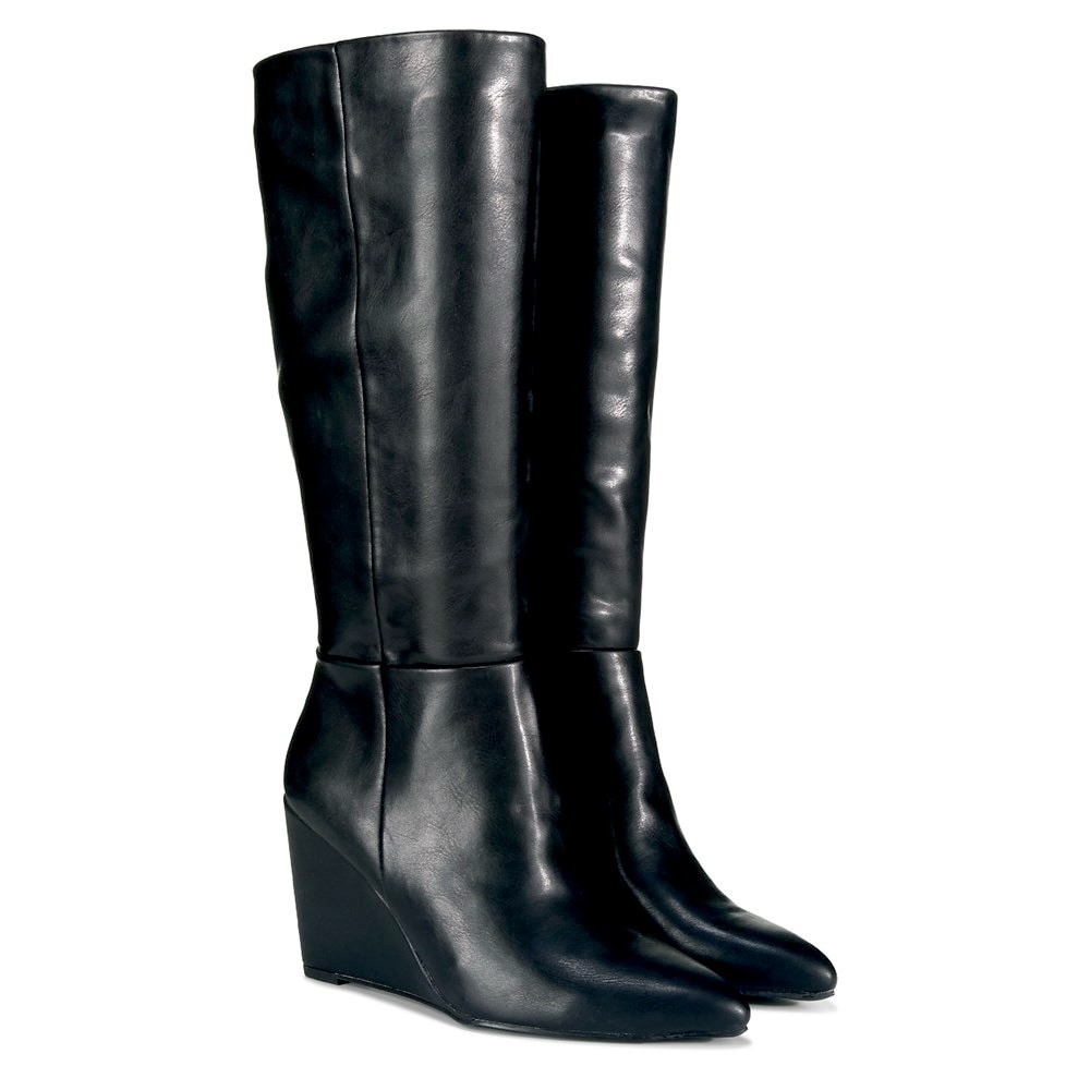 Madden Girl Black Knee-High Wedge Boots